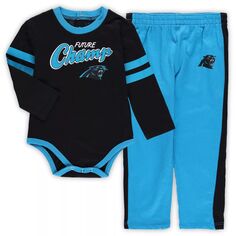Черный/синий комплект из боди и брюк с длинными рукавами для младенцев Carolina Panthers Little Kicker Outerstuff