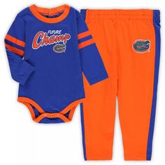 Комплект из боди с длинными рукавами и спортивных штанов Little Kicker Royal/оранжевого цвета для новорожденных и младенцев Florida Gators Little Kicker Outerstuff