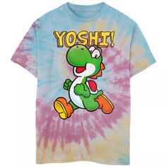 Футболка Nintendo Yoshi Jumping Happy Tie Dye для мальчиков 8–20 лет Nintendo
