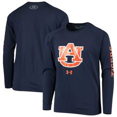 Темно-синяя футболка с длинными рукавами Youth Under Armour Auburn Tigers 2-Hit Raglan Performance Under Armour