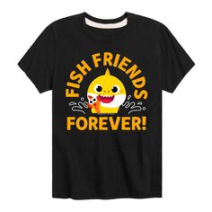 Футболка с рисунком Fish Friends Forever для мальчиков 8–20 лет Baby Shark, черный