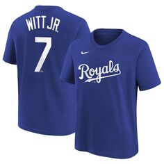 Молодежная футболка Nike Bobby Witt Jr. Royal Kansas City Royals с именем и номером игрока Nike