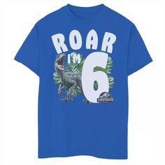 Футболка с рисунком Raptor Roar I&apos;m 6 для мальчиков 8–20 лет, день рождения, «Мир Юрского периода» Jurassic World