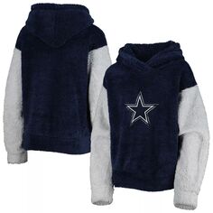 Молодежный флисовый пуловер с капюшоном Teddy для девочек, темно-синий/серый, Dallas Cowboys Game Time Outerstuff