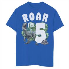 Футболка с рисунком Raptor Roar I’m 5 для мальчиков 8–20 лет, день рождения, «Мир Юрского периода» Jurassic World
