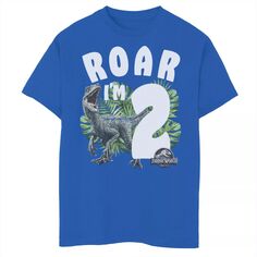 Футболка с рисунком Raptor Roar I’m 2 для мальчиков 8–20 лет, день рождения, «Мир Юрского периода» Jurassic World