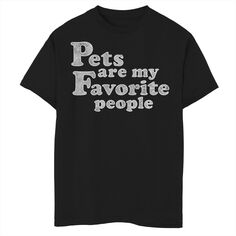 Простая футболка с потертым рисунком для мальчиков 8–20 лет «Домашние животные — мои любимые люди» Licensed Character, черный