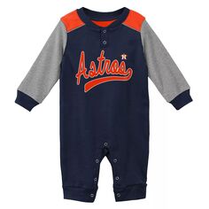 Темно-синий/серый джемпер для новорожденных и младенцев Houston Astros Scrimmage с длинными рукавами Outerstuff