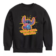 Флисовый пуловер с графическим рисунком Disney&apos;s Lilo &amp; Stitch для мальчиков 8–20 лет Disney, черный