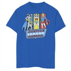 Футболка с графическим рисунком и панелями «Лига справедливости» для мальчиков 8–20 лет из комиксов DC Comics «Супергерои» для девочек DC Comics