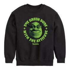 Зеленый флисовый свитшот с рисунком Shrek Dude Attitude для мальчиков 8–20 лет Licensed Character, черный