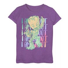 Для девочек 7–16 лет красочная футболка с рисунком Marvel I am Groot Dancing Groot Marvel