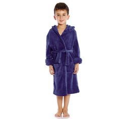 Детский флисовый халат Leveret с капюшоном, классический однотонный Leveret
