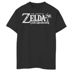 Футболка с графическим логотипом Nintendo Legend Of Zelda Links Awakening Palm Tree для мальчиков 8–20 лет Licensed Character, черный