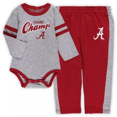 Комплект боди с длинными рукавами и спортивных штанов Infant Crimson/Gray Alabama Crimson Tide Little Kicker Outerstuff