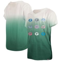Молодежная зеленая футболка Green Bay Packers с омбре и v-образным вырезом New Era New Era