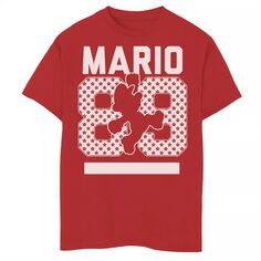 Футболка Super Mario Silhouette 89 с рисунком для мальчиков 8–20 лет Licensed Character, красный