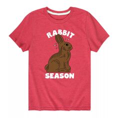 Шоколадная футболка с пасхальным рисунком «Сезон кроликов» для мальчиков 8–20 лет Licensed Character, красный