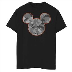 Футболка с камуфляжным логотипом Disney&apos;s Mickey Mouse для мальчиков 8–20 лет Disney, черный