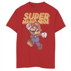 Футболка с плакатом Super Mario Bros для мальчиков 8–20 лет Licensed Character, красный