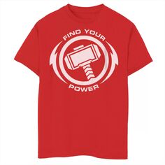 Желтая футболка с графическим логотипом и логотипом Marvel Thor Find Your Power для мальчиков 8–20 лет Marvel, красный