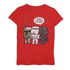 Рождественская футболка с рисунком «Звездные войны Боба» для девочек 7–16 лет Star Wars, красный