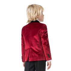 Однотонная бархатная вечерняя куртка OppoSuits Deluxe для мальчиков 2–16 лет OppoSuits, красный