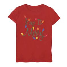 Праздничная футболка с рисунком «Keep It Merry» для девочек 7–16 лет Unbranded, красный