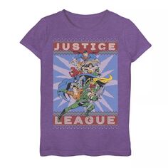 Вязаная футболка с графическим рисунком для девочек 7–16 лет в стиле «Лига справедливости», групповая съемка Licensed Character