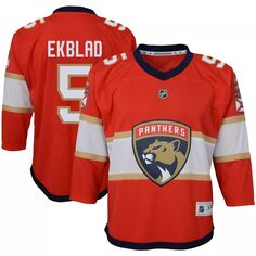 Молодежная футболка Аарона Экблада Red Florida Panthers, домашняя реплика игрока Outerstuff