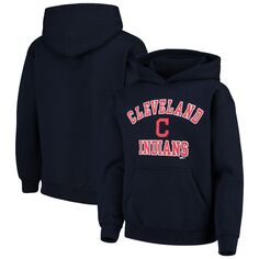 Темно-синий флисовый пуловер с капюшоном Youth Stitches Cleveland Indians Stitches