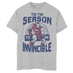 Рождественская футболка с рисунком «Непобедимый» для мальчиков 8–20 лет «Marvel Iron Man &apos;Tis The Season» Marvel
