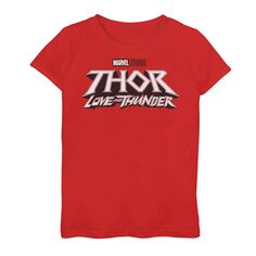 Футболка с логотипом Marvel Thor Love And Thunder Light для девочек 7–16 лет Marvel, красный