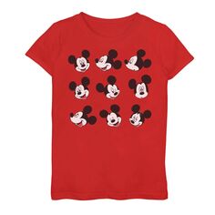 Футболка с рисунком «Микки Маус и лица Микки Мауса» для девочек 7–16 лет Disney, красный