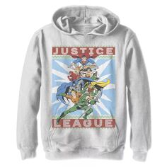 Флисовая толстовка с капюшоном с рисунком в стиле DC Comics для мальчиков 8–20 лет, Лига Справедливости, поза действий, рождественский свитер Licensed Character