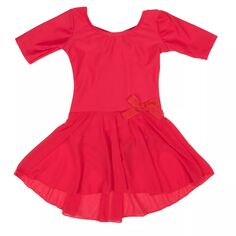 Юбка с короткими рукавами Leveret для девочек, классический однотонный купальник Leveret, красный