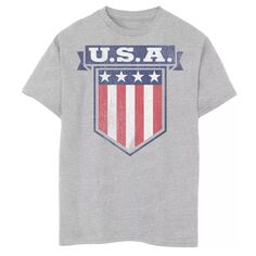Модная футболка со звездами и полосами и изображением баннера и щита для мальчиков 8–20 лет из США Licensed Character