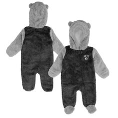 Черная флисовая пижама с молнией во всю длину для новорожденных и младенцев Brooklyn Nets Game Nap Teddy Outerstuff
