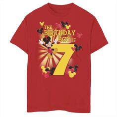 Футболка с рисунком для мальчиков на день рождения для мальчиков 8–20 лет, 7 лет, Disney&apos;s «Микки и друзья» Disney, красный