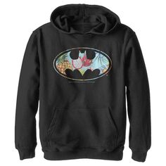 Толстовка с капюшоном и логотипом DC Comics для мальчиков 8–20 лет, пуловер с логотипом «Бэтмен, дракон и фрукты» DC Comics