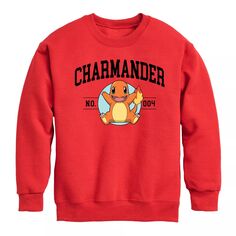 Флисовая толстовка с рисунком Pokemon Charmander 004 для мальчиков 8–20 лет Licensed Character, красный