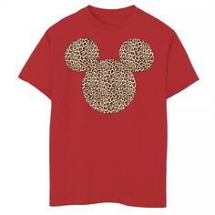 Футболка Disney&apos;s Mickey Mouse для мальчиков 8–20 лет с принтом гепарда и силуэтом с графическим рисунком Disney, красный
