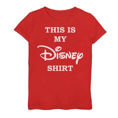 Футболка с логотипом Disney для девочек 7–16 лет с графическим рисунком «Это моя рубашка Disney» Disney, красный