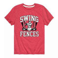 Футболка Baseball Swing For The Fences для мальчиков 8–20 лет с графическим рисунком Licensed Character, красный