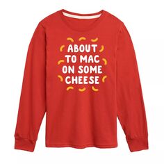 Футболка с рисунком «Собираюсь на Mac с сыром» для мальчиков 8–20 лет Licensed Character, красный