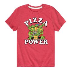 Футболка с рисунком TMNT Pizza Power для мальчиков 8–20 лет Nickelodeon, красный