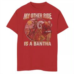 Футболка с рисунком «My Other Ride Bantha» для мальчиков 8–20 лет «Звездные войны: Мандалорец и дитя» или «Малышка Йода» Star Wars, красный