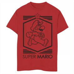 Уличная футболка с рисунком Nintendo Super Mario Star Walk для мальчиков 8–20 лет Licensed Character, красный