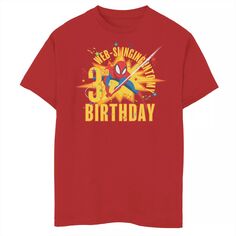 Футболка с рисунком Marvel Web Slinging на 3-й день рождения для мальчиков 8–20 лет Marvel, красный