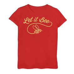 Золотая блестящая футболка Let It Bee с курсивом для девочек 7–16 лет Licensed Character, красный